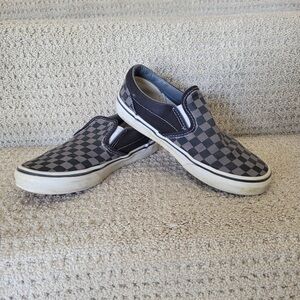 Vans Kids Gray and Black Checkered Slip-On Sneakers